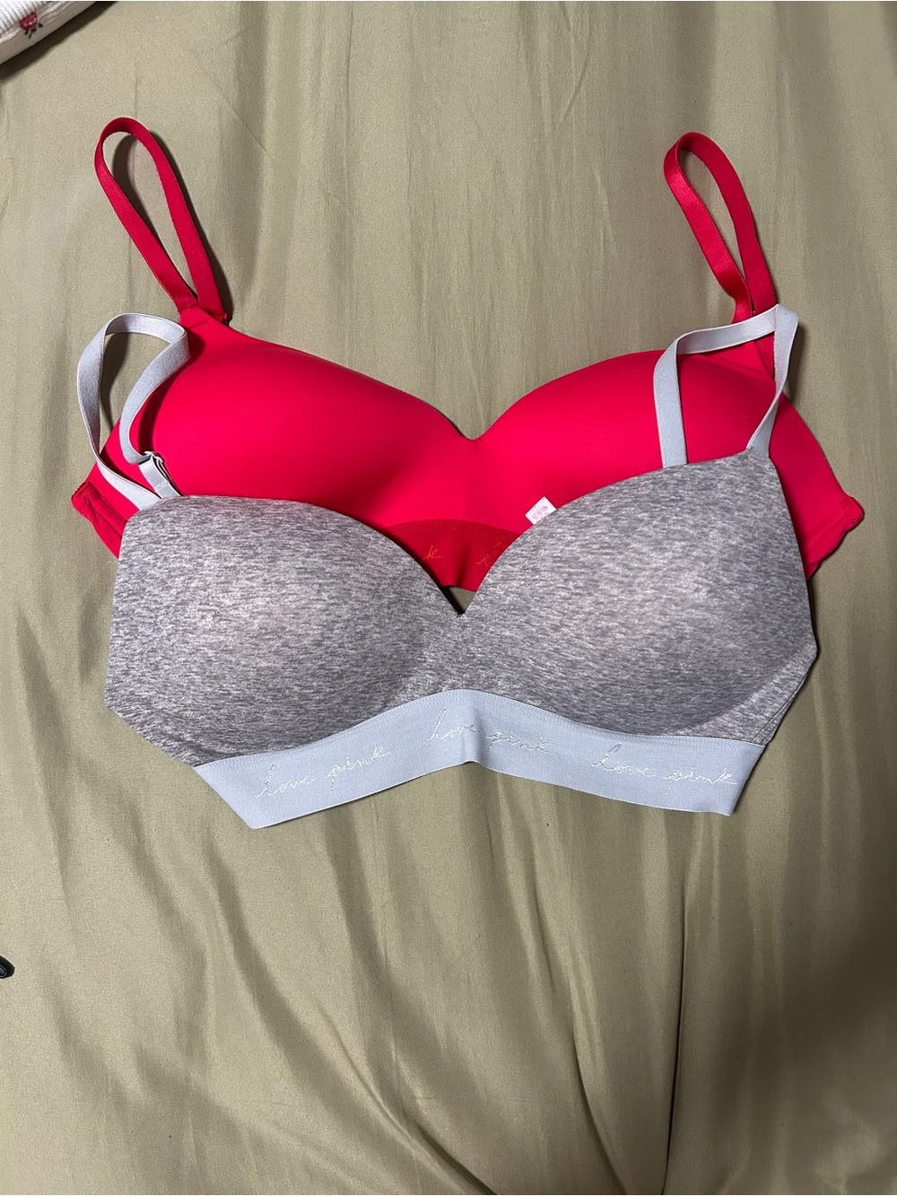 Pink Victoria’s secret Women's Wireless Bras - Hot Pink & Heather Gray